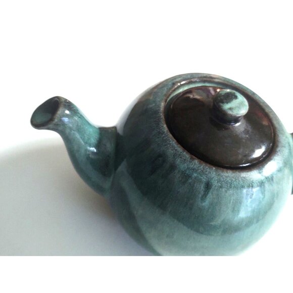 1960s Evangeline Ware Canuck Pottery Canada Teapot Teal/Green/Brown Glaze 4 cup - Picture 13 of 13